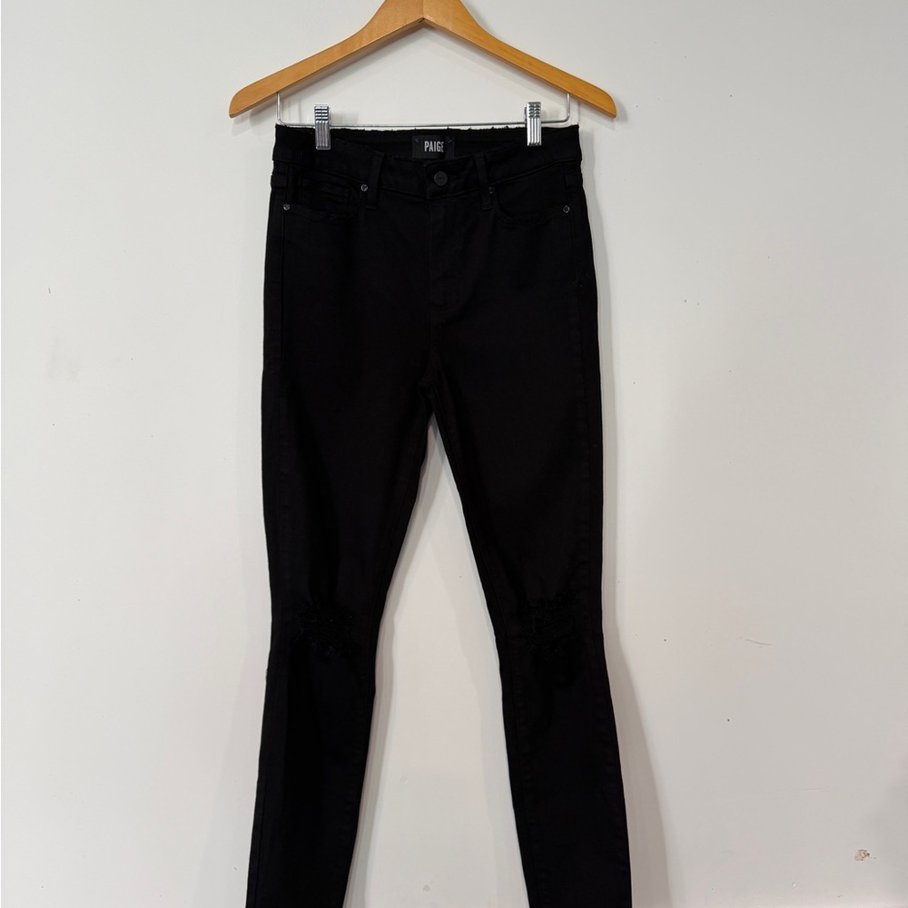 PAIGE Hoxton Ankle Black distressed Denim Pants